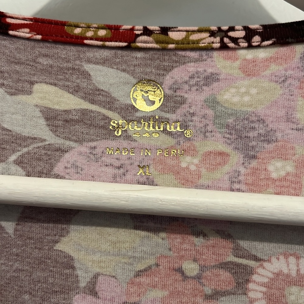 NWOT Spartina wrap dress - ladies XL. Beautiful floral print in dark magenta. - Picture 2 of 11